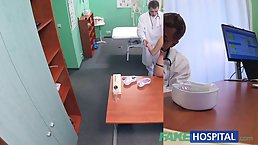 A horny doctor is shoving his hard dick in his good looking patient’s dirty mouth