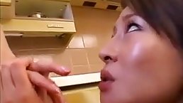 Japanese babes are about to make love in the kitchen, in the middle of the day