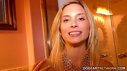 Bald, black man got a nice blowjob from a sweet blonde, Piper Perri, before he fucked her