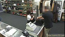 Petite babe got down on her knees and sucked dick to get a nice discount