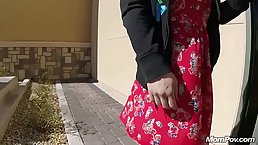 Nasty milf is rubbing her wet pussy, while on the front seat of her lover’s car