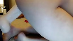 Passionate milf is riding a rock hard dildo like a pro whore, in front of the camera
