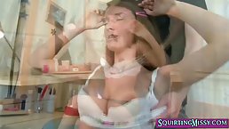 Small titted babe is enjoying while her friend is playing with her tits and pussy
