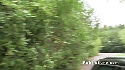 Adorable, amateur girl is getting fucked in the back seat of the car and enjoying it