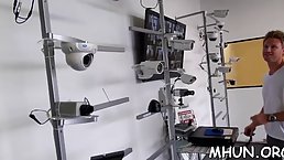 Great milf in a blue dress and a handsome guy decided to make a nice porn video