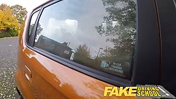 Blonde with glasses is about to have casual sex in the back of a car