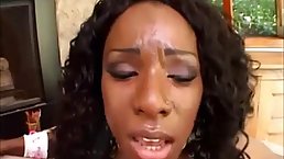 Ebony whore with pierced pussy, Kelly Star got two white dicks, at the same time