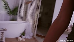 Spoiled brunette likes to suck her step- father's dick, just for the fun of it
