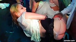 Astonishing ladies are having casual sex in the night club, and enjoying it a lot