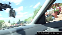 Kimmy Granger and her driver are fucking like wild animals, in the back of a car