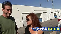 Red haired cougar, Vanessa seduced a young guy and had casual sex session with him