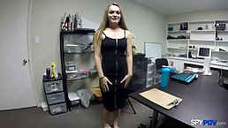 Slutty blonde secretary is always available for her boss to make him explode from pleasure