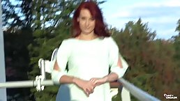 Red haired lady likes to masturbate during a vacation, until she starts screaming from pleasure