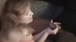 Horny milf is spreading her legs wide for a black guy and getting fucked very hard