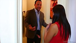 Selma Sins is sucking her neighbor's dick and expecting a good fuck as a feedback