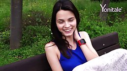 Adorable brunette is secretly masturbating in the park hoping that no one is watching her