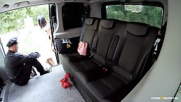 Hot Asian babe is on the back seat and waiting to get a large cock, by her driver