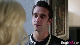 Pretty, petite blonde with small tits got banged while her boyfriend was out of town