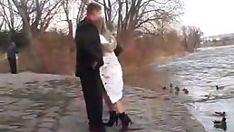 Sweet blonde teen got blindfolded and ended up having a threesome with two horny guys