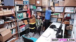 Sweet brunette babe is giving the best perfect blowjob ever to a horny police officer