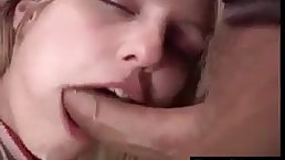 Blonde teens are sharing a rock hard dick while having a threesome with their best friend