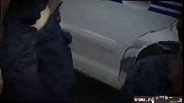 Police lady is sucking a black guy's hard dick and expecting something nice in return
