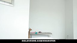 Dirty minded blonde is sucking her step- brother's dick and eating his fresh cum, in the end