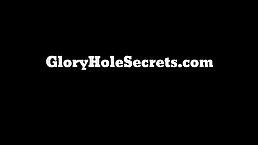 Two lesbian milfs are eagerly sucking a massive cock through a gloryhole they just found
