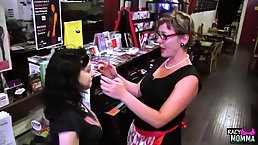 Dirty milf is rubbing her pussy, while her rude best friend is twisting her hard nipples