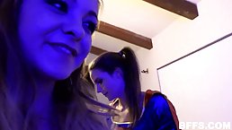 Sexy babes are wearing their costumes and sucking cocks before the mask party even started yet