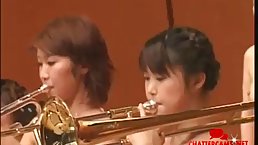 Naked Japanese ladies are professional musicians and like to perform as often as it is possible