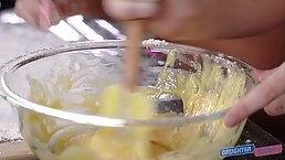 Cute babes are making love in the kitchen, instead of making something nice to eat