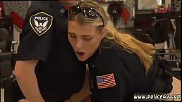 Randy police ladies are fucking one guy instead of doing their job, because they are very horny
