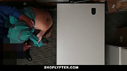 Muslim teen with a head scarf was caught shoplifting and was forced to suck dick