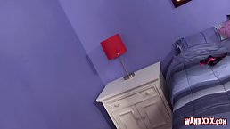 Kinky step mom in a pink dress is being fucked, by her horny step son, in her bedroom
