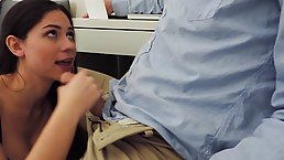 Passionate chick gave one of the best blowjobs to her boss, just for the fun of it