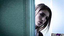 Charismatic girl seems like she wants to have sex in the locker room, against the wall