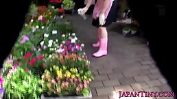 Petite Asian porn model shows her body and gets her hairy cunt rammed