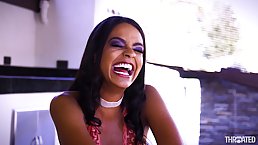 Exotic babe with small tits and perky nipples, Vienna Black got throatfucked until her lover came