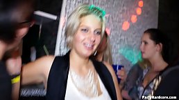Slightly drunk babes are partying and getting fucked, while their guys are waiting for them, at home