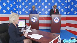 Horny people are fucking in the press- conference room, not knowing that there is a camera working