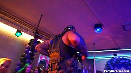 Horny girls and guys are partying like crazy and fucking each other, in the night club