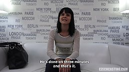 Slim brunette, Katka decided to become a pornstar, so she went to her first job interview