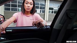 Aria Skye is sucking dick in the car and getting fucked the way she likes