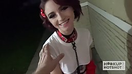 Petite teen with deep throat and dirty mind is getting her tight ass hole fucked hard