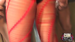 Smashing ebony girl is sucking dicks like a real pro, while kneeling on the floor