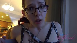 Red haired babe with glasses is in the mood for a good fuck, or just an orgasm