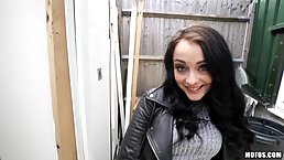 Astonishing brunette, Alessa Savage is fucking a handsome guy she met at the bus station