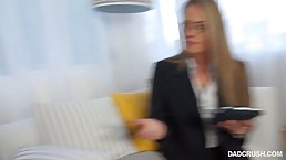 Hot babe is sucking cock during a therapy, because it helps her relax a bit