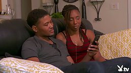 Black babe is sucking and fucking while her partner is out of town, with friends